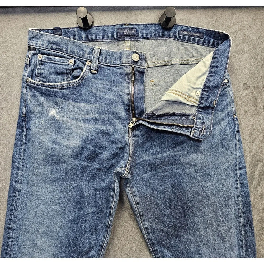 Citizens of Humanity Core Slim Straight Mens Blue Distressed Jeans Size 34
